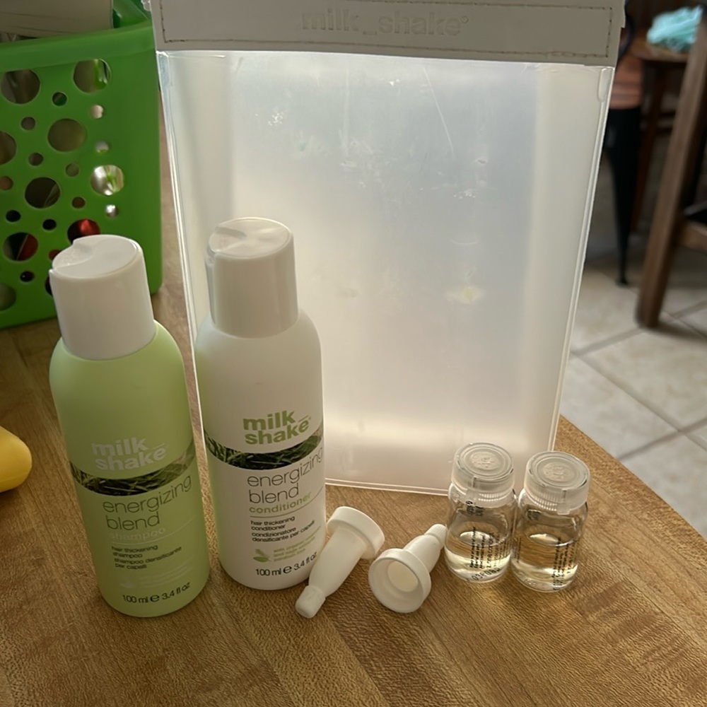 New milk shake brand energizing blend shampoo conditioner and scalp treatment